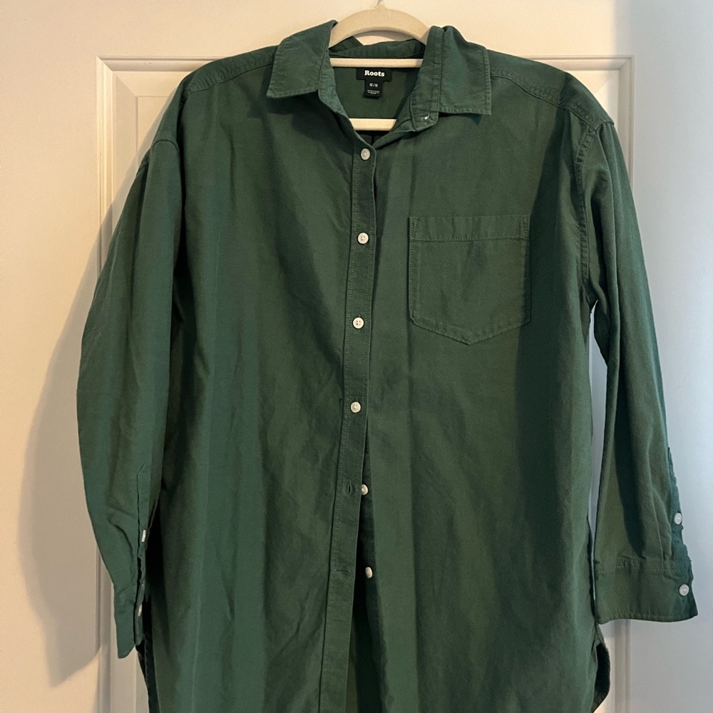 Roots Forest Green Casual Button Down Shirt